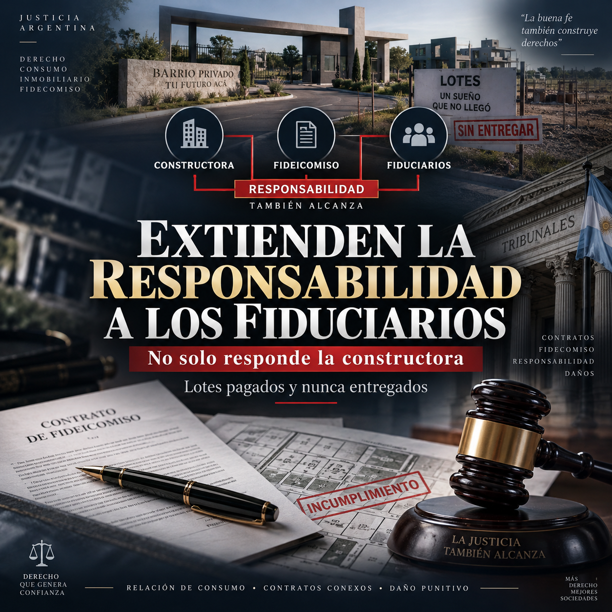 ⚖️ No solo responde la constructora: extienden la responsabilidad a los fiduciarios por lotes pagados y nunca entregados